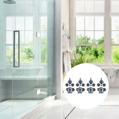 Rouleaux pour Porte de Douche 8 Pièces – Roulements Doubles Haut/Bas – Compatible Verre 5-6mm – Nylon/Aluminium/Polyacétal (1/5)