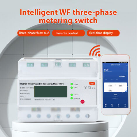 Compteur Électrique Intelligent WIFI Prépayé Multifonctionnel - 3 Phase Rail Type pour Maison avec écran LCD - Tuya App (1/5)
