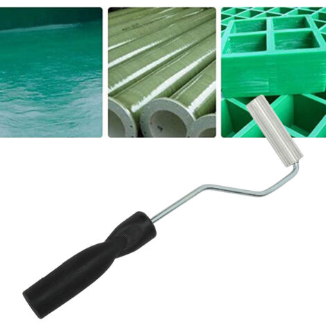[Fibre de verre] Rouleau d'élimination de bulles à main en aluminium allié pour bathtub 21x75mm, avec manche ergonomique - Set compact pour travaux de lamination et finition. (1/5)