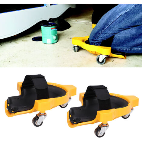 Protecteurs de genoux à roulettes multifonctions, coussin de protection ergonomique en ABS avec doublure douce jaune et roues universelles (1/5)