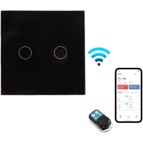 Interrupteur Connecté WiFi Unipolaire avec Contrôle Vocal APP et RF433 - compatible Google Home - Panneau Verre Trempé - Installation Facile - CE/ROHS