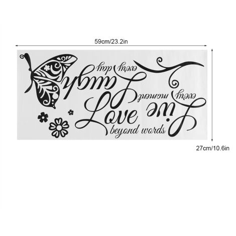 Décoration murale adhésive Motto PVC 59x27cm 23.2x10.6in quote noir décor salon bedroom (1/5)
