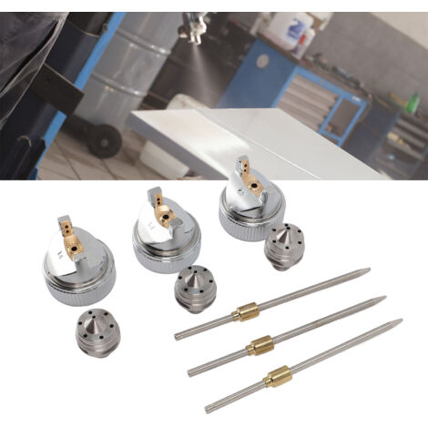 Ensemble de buses à fluide et d'aiguilles de pulvérisation pour peinture avec 3 kits H827 de différentes tailles (1.4, 1.7, 2.0mm) en métal et plastique pour des performances fiables