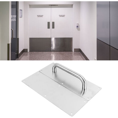 Poignée de porte commerciale en acier inoxydable, plaque de traction et poussée, 30x10x6cm, 690g, avec vis inclues (1/5)