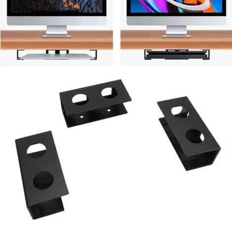 Supporte Sous Bureau pour Laptop & Équipements - Monture Métal Aluminium Noir avec 3 Unités & Pad Antidérapant Silicone (1/5)