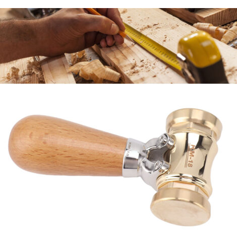 Marteau de Menuisier à Manche Beechwood avec tête en Bronze et tête remplaçable pour travaux de parquet et activités DIY - Marteau Bois Bronze - Paquet Marteau avec 2 douilles plastique (1/5)