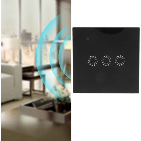 Interrupteur tactile WiFi intelligent avec contrôle APP et vocal [95‑10A] Noir PC+ABS 8.6x8.6x3.5cm 10A