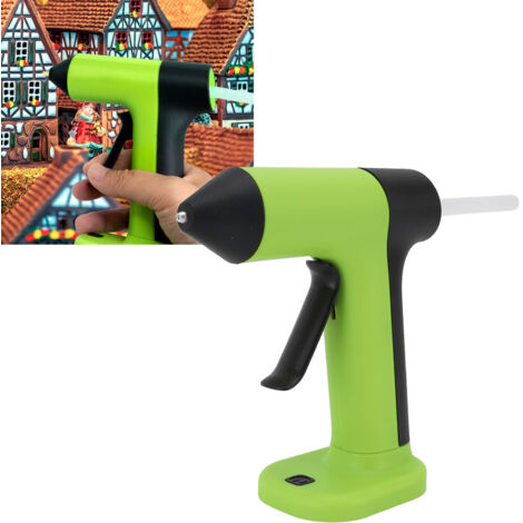 Hot Glue Machine électrique sans fil rechargeable USB anti-goutte avec 30 sticks de colle, automatique coupure pour DIY art et craft Green ABS (1/5)