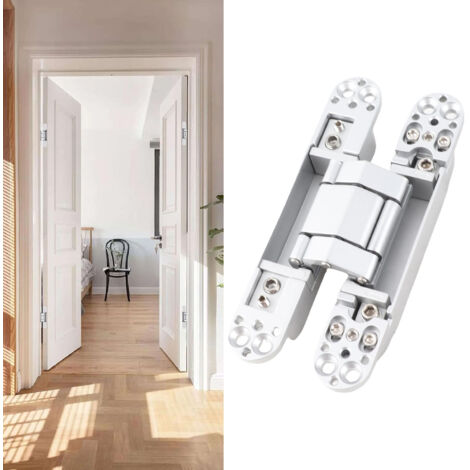 Paquet de Paumelles Invisibles 3D Zinc Alloy 15x6.7cm Silver 180° 88lbs pour Porte (35mm) (1/5)