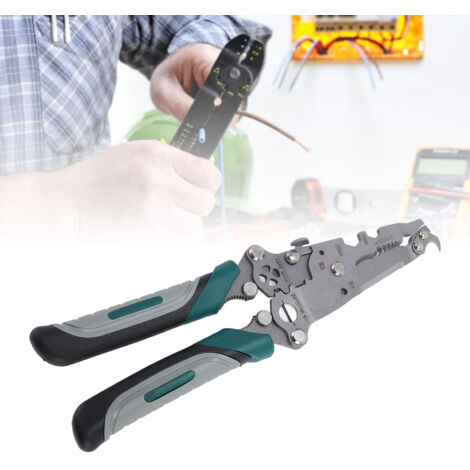 Pince à câbles multifonction 18 en 1 pour électricien et DIY, pliable avec mors stripper 0.08-1.6mm en acier Cr-V, coupe/crimp/rangement rapide, poids 193g/220mm (1/5)