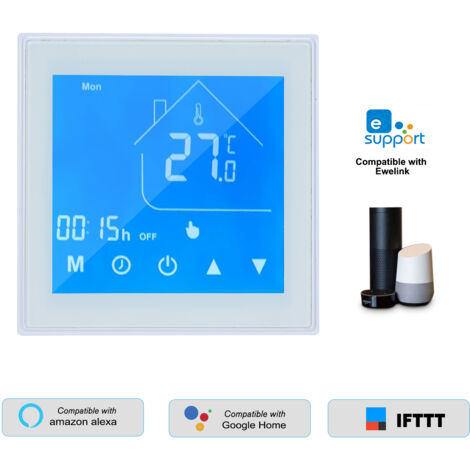 Thermostat Intelligent WiFi Contrôleur Température LCD Programmable Semaine Compatible Alexa eWeLink Pour Chauffage Gaz/À eau App Contrôle (1/2)