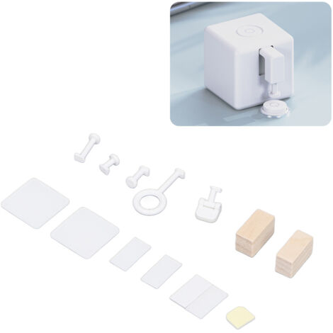 Kit d'accessoires multifonctionnel Fingerbot Smart avec bloc de bois - 5 embouts frappants, 6 adhésifs, matériaux plastique et bois, 15g, pour télécommande et domotique (1/5)