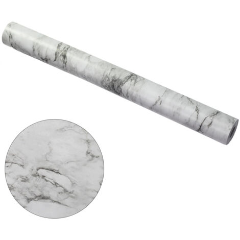 Papier peint auto-adhésif en PVC avec motif marbre blanc naturel - Résistant à l'eau, 1000x45cm, sans traces (1/5)