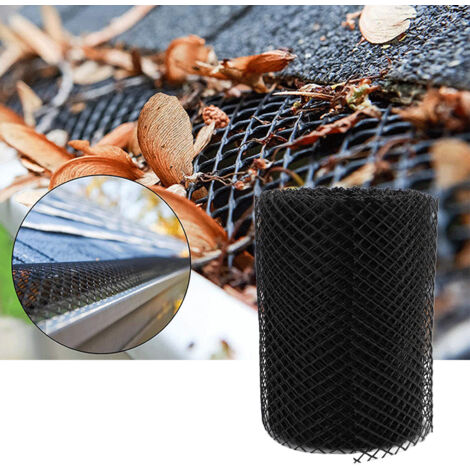 Grille de Protection pour Gouttière en Plastique, Kit Anti-Bouchage pour Évacuation d'Eau avec 15 Clous, Rouleau de 8m x 18cm