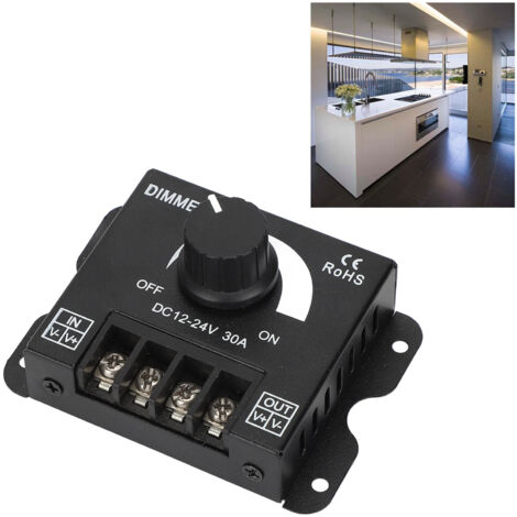 Gradateur LED Monocanal pour Ruban Lumineux - Dimming PWM - Boîtier Aluminium 12-24V DC (1/5)