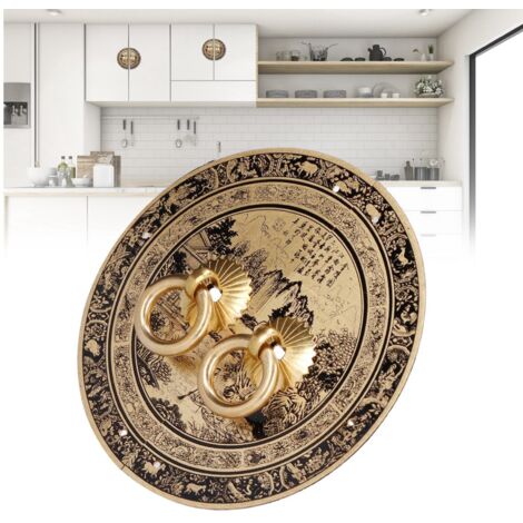 Poignée Antique Chinoise pour Meuble - Manoeuvre Original en Cuivre 11cm - Set de 2