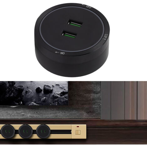 Borne Socket avec USB intégré, 2 ports USB, voltage 180-250V, matériel ABS, mobile, noir (1/5)