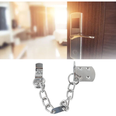 Chaîne de Sécurité Porte Antivol en Acier Inoxydable avec 3 Pièces et 6 Vis pour Hôtel/Apartment (1/5)