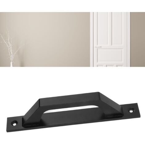 Poignée de Porte Coulissante Métal Électroplaqué pour Cabinet ou Porte de Ferme avec Vis de Montage Noir (1/5)