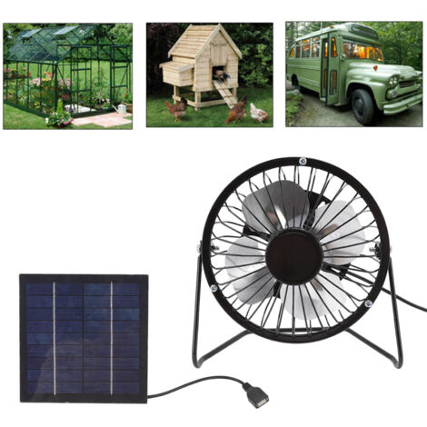Ventilateur USB Mini avec Panneau Photovoltaïque 5V 2.5W - Système de Ventilation Portable sans Batterie pour Serres, Habitations, RVs (1/5)