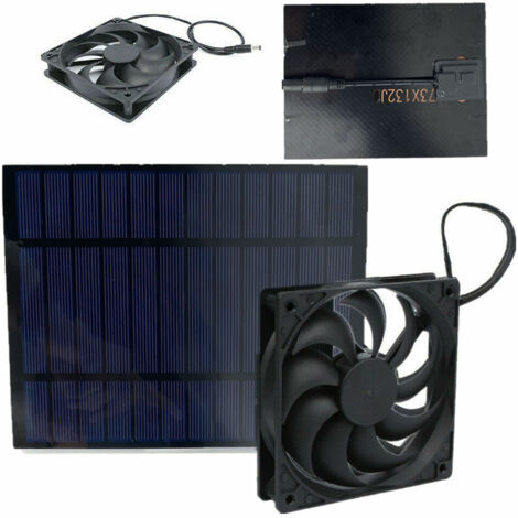 Ventilateur Extractor Solaire 10W à Vent Unique avec Panneau Photovoltaïque Imperméable pour Poulaillers et Serres, Kit Matériau Silicone/Plastique, Dimensions Fan 12x12cm et Panneau 14.5x14.5x1cm, 12 (1/5)