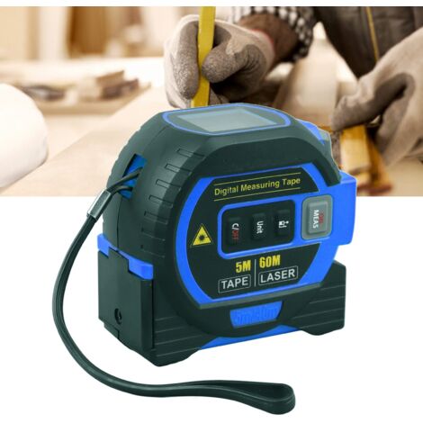 Ruban Mesure Digital Multifonction Bleu Résistant, 60m, ABS+TPR, Avec Auto-lock et Stockage (1/5)