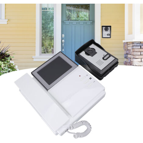 Système d’interphone vidéo de porte : Interphone avec téléphone filaire, anti-interference, vision nocturne ajustable, écran LCD couleur 4,3 pouces, plug EU AC100‑240V (1/5)