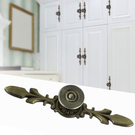 Poignée Européenne Zinc Alloy pour Armoire Commode Bureau Vintage Bronze Vert - 120mm avec Vis (1/5)