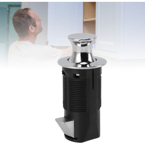 [Serrures de cabinet] + [Serrure de sécurité embarquée à bouton rond en zinc et ABS] + [Pour classeur, desserte, boîte aux lettres, mobilier RV] + [Chrome, facile à installer] (1/5)