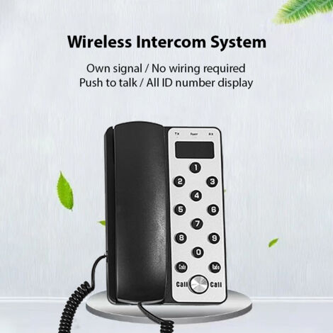 Interphone sans fil Professionnel avec écran LCD - Système de communication 433MHz, 3280ft de portée, volume ajustable, pour bureau, maison, hôpital