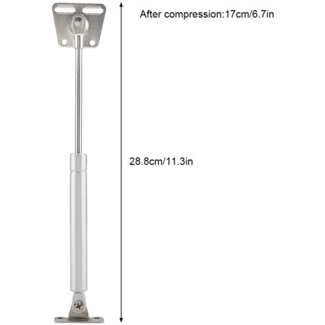 Levitre de Porte Hydraulique - Support Gaz pour Meuble Cuisine en Zinc Alliage - Lot avec 5 Vis - Longueur totale 28,8cm - Compressé à 17cm - Jusqu'à 50cm de porte (1/5)