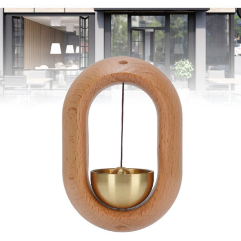 Sonnette d'entrée en bois avec cloche cuivre - Beechwood and Copper Decorative Doorbell pour maison, réfrigérateur et appartement - Sonnette de sécurité et décorative - 125g (1/5)