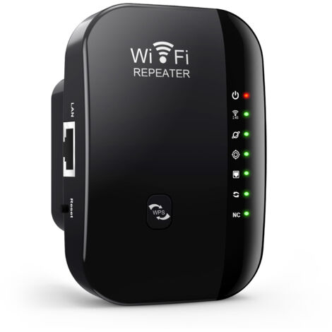 Repéteur WiFi 300M Amplificateur de Signal WiFi Portable 7 Indicateurs Lumineux avec Port Ethernet Extenseur WiFi Simple Configuration Relay/AP 2 Modes de Fonctionnement Amplificateur de Signal WiFi E (1/4)
