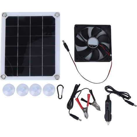 Ventilateur Exhaust Solaire Portable 10W pour Animaux & Charge DC5V (1/5)
