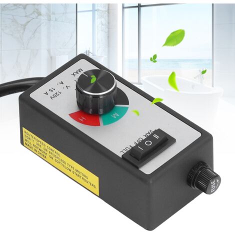 Régulateur de vitesse pour ventilateur [1500W] [ABS et aluminium] [Contrôleur de vitesse multifonction] [Conception intégrée de la prise] (1/5)