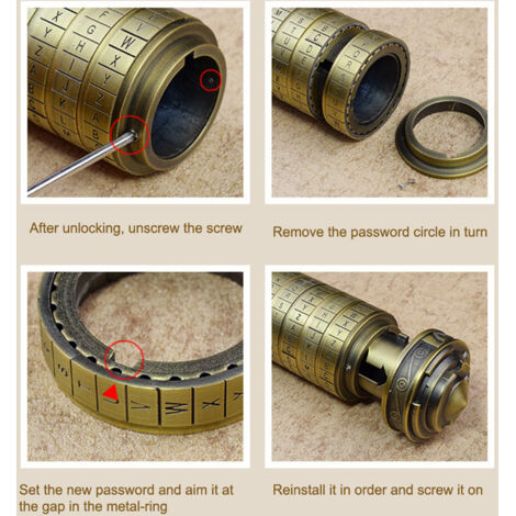De Cryptage Code Cylindre de cryptage 】 Code Toys Cryptex ILOVEU Zinc alloy + antique ...