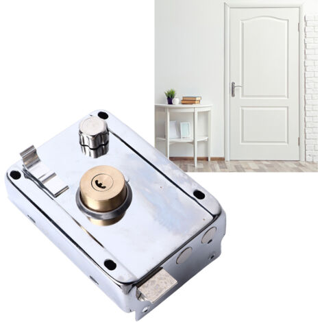 Serrure de Porte Extérieure Professionnelle Antivol Sécurité Serrure à Double Cylindre Stainless Steel Cuivre 5 Clés pour Entrée Maison Hôtel (1/5)