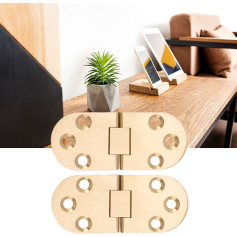 Charnière de Table à Basculer avec Ressort Brass, 2 Sets Charnière Flip Top 180° Rustproof pour Table Folding Sewing Machine, Inclus 12 Screws, 2.0mm/0.08in (1/5)