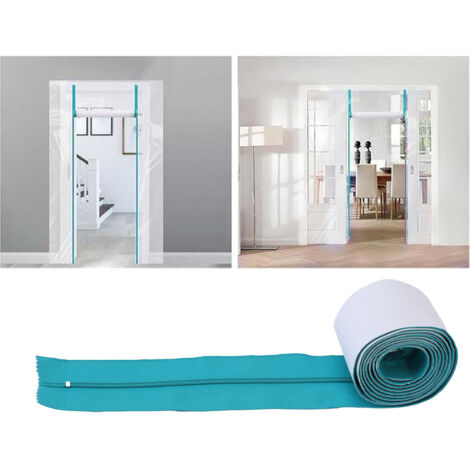 [ZIpper coupe-vent] Fermeture Zip en nylon 7,3 cm x 2,13 m double face adhésive pour protection de chantier, rénovation et serre 2 pièces vert (1/5)
