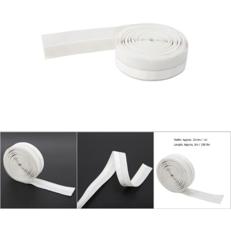 Ruban adhésif d'étanchéité 25mm pour portes et fenêtres, 5m blanc, isolation acoustique et anti-poussière, silicone haute qualité. (1/5)