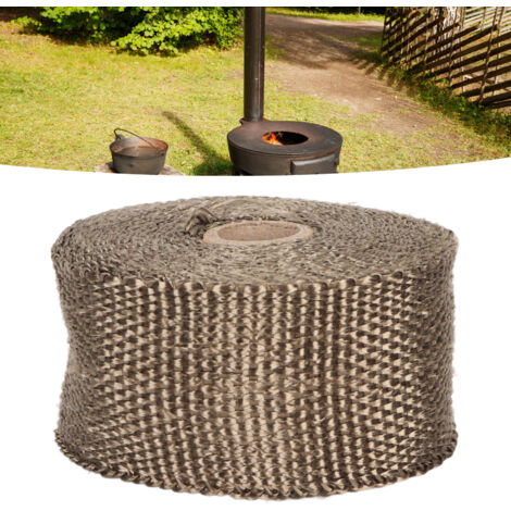 Gaine de protection isolante ignifuge pour tuyaux et conduits, incluant 2 clips ajustables (65-90mm), matière fibre de verre résistante 1650°C, dimension 500x5cm