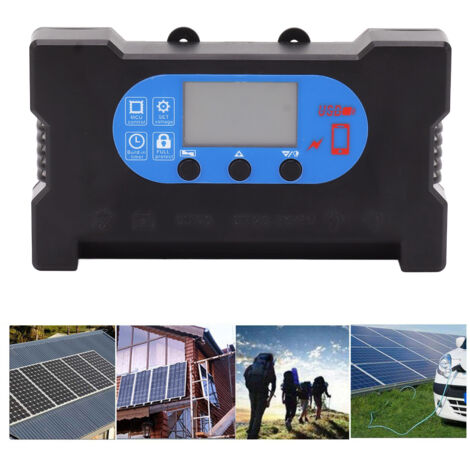 Régulateur Charge Solaire Lithium 50A avec Reconnaissance Automatique, Dual USB et Type-C, ABS pour Batteries 12V/24V
