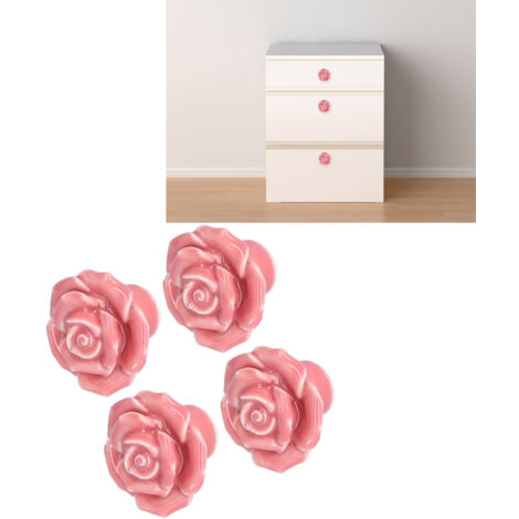 Poignée de cabinet moderne en céramique rose, 4 pièces, pour porte, armoire et chambre (1/5)