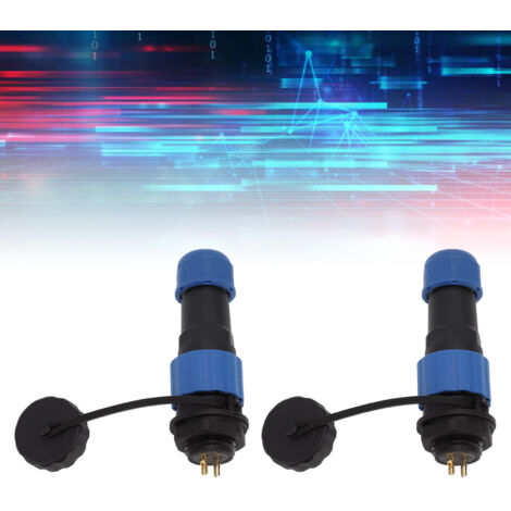Connecteur Avion SD16 IP68 - 2 Pièces Plug Femelle & Socket Mâle avec Thread G3/8, 2 Broches, PPS Thermoplastique, Dorure, Résistant à 260°C (1/5)