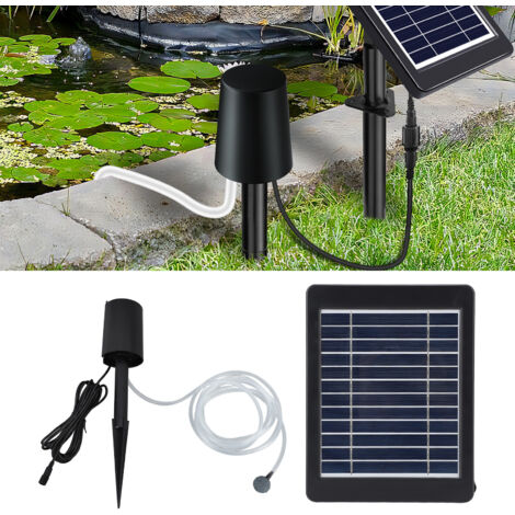 Pompe à air pour bassin avec panneau solaire 6V 4W - IP64 waterproof - 3 modes avec 0.8L/min pour tank fish