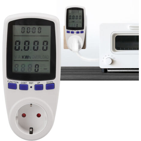 Compteur Électrique LCD Alarme Fonction Protection Contre Surcharge ABS Moniteur Consommation Électrique Domestique (1/5)