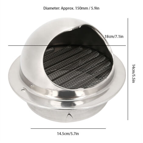 Grille d'Évent Ventilateur Cuisine [Accessoire Ventilateur] + [Inox] + [150mm] + [Grille Évent Évacuation Fumées] (1/5)