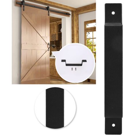 Poignée de porte droite barn noir carbone pour portes de grange maison garage (1/5)
