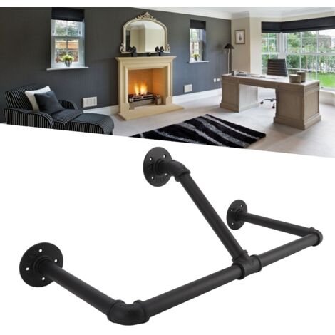 Portant Métal Industriel Mur Porte-Vêtements 22in Barre Tuyaux Avec Accessoires Complets pour Maison Hotel (1/5)