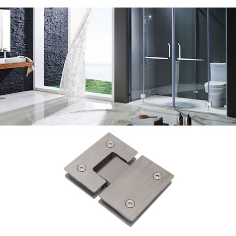 Charnière porte douche verre sans cadre 180°, acier inoxydable Heavy Duty, capacité 120 lb pour verre 8-12mm, installation facile clé hexagonale, opération silencieuse.